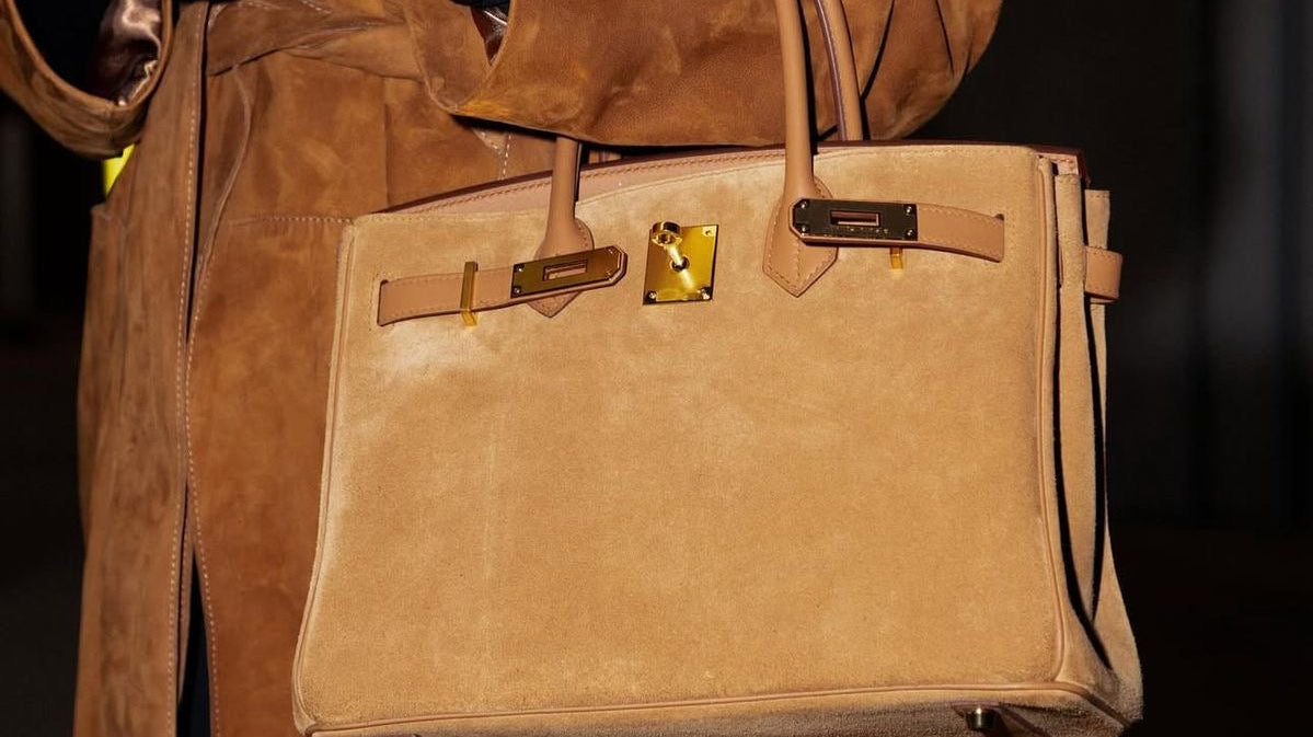 Brown suede Hermes Grizzly