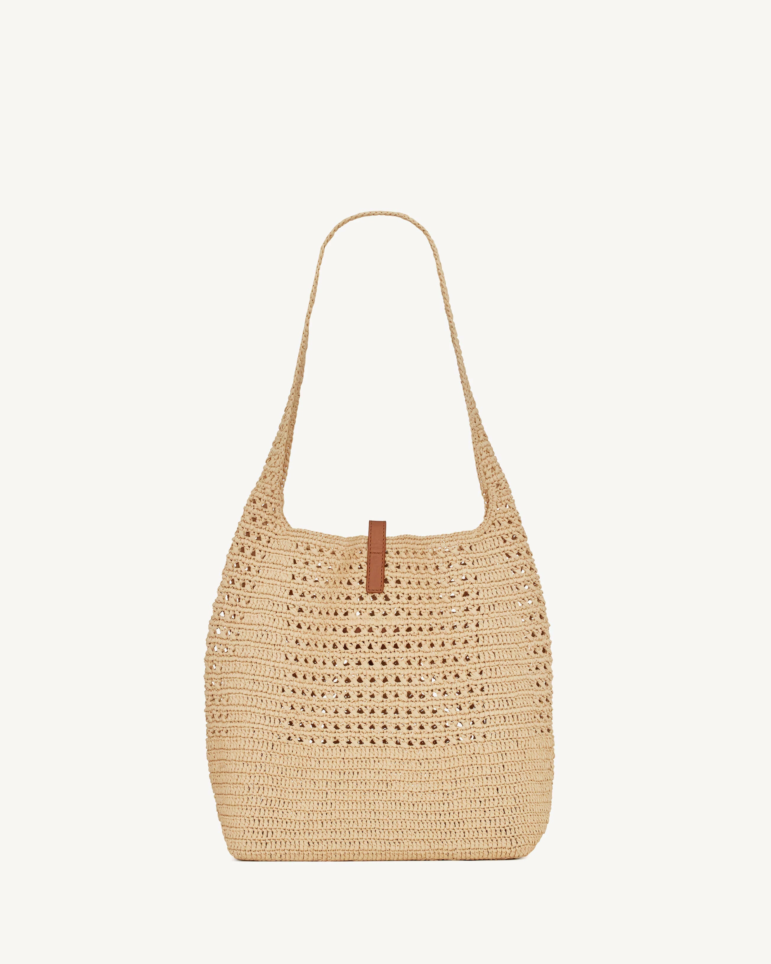 Saint Laurent Le 5 A 7 Raffia Crochet And Smooth Leather.