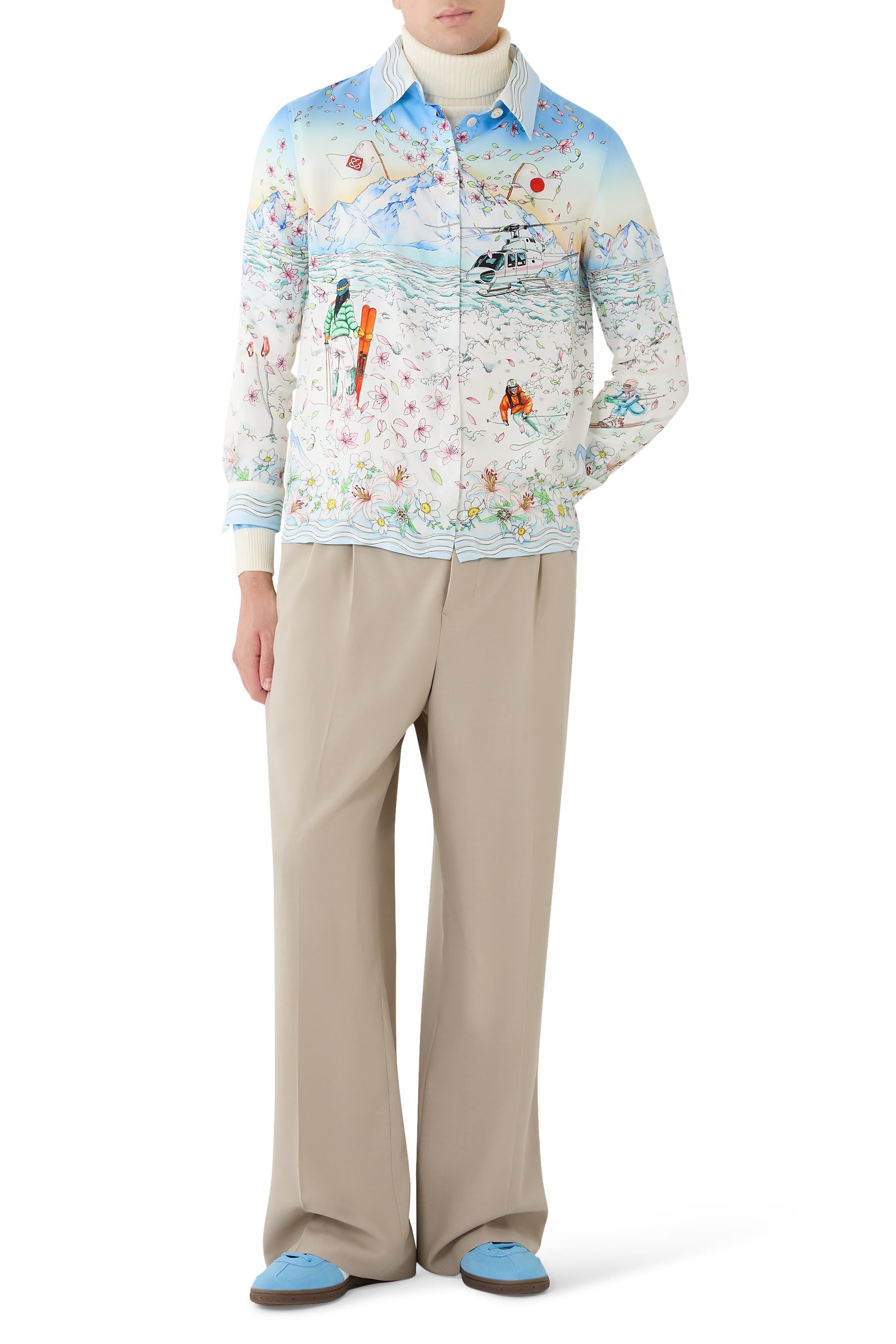Casablanca L'Hiver Fleuri Silk Twill Shirt front