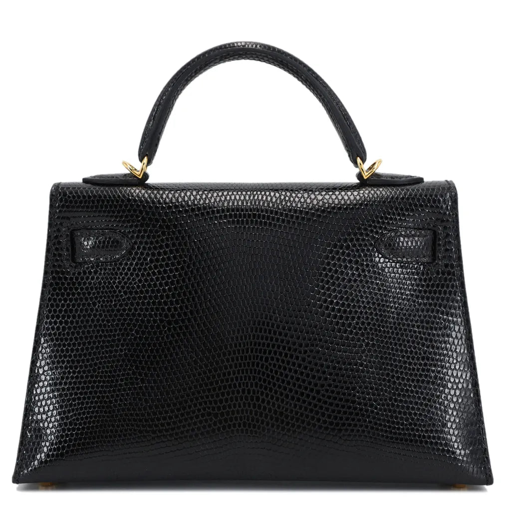 Hermès Mini Kelly II Black Lizard Ghw.