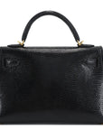 Hermès Mini Kelly II Black Lizard Ghw.