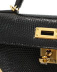 Hermès Mini Kelly II Black Lizard Ghw.