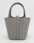 Hermès Picotin Lock Micro 14 Gris Mouette Ostrich