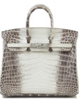 Hermès Limited Edition Birkin 25 Himalaya Matte Niloticus Crocodile.