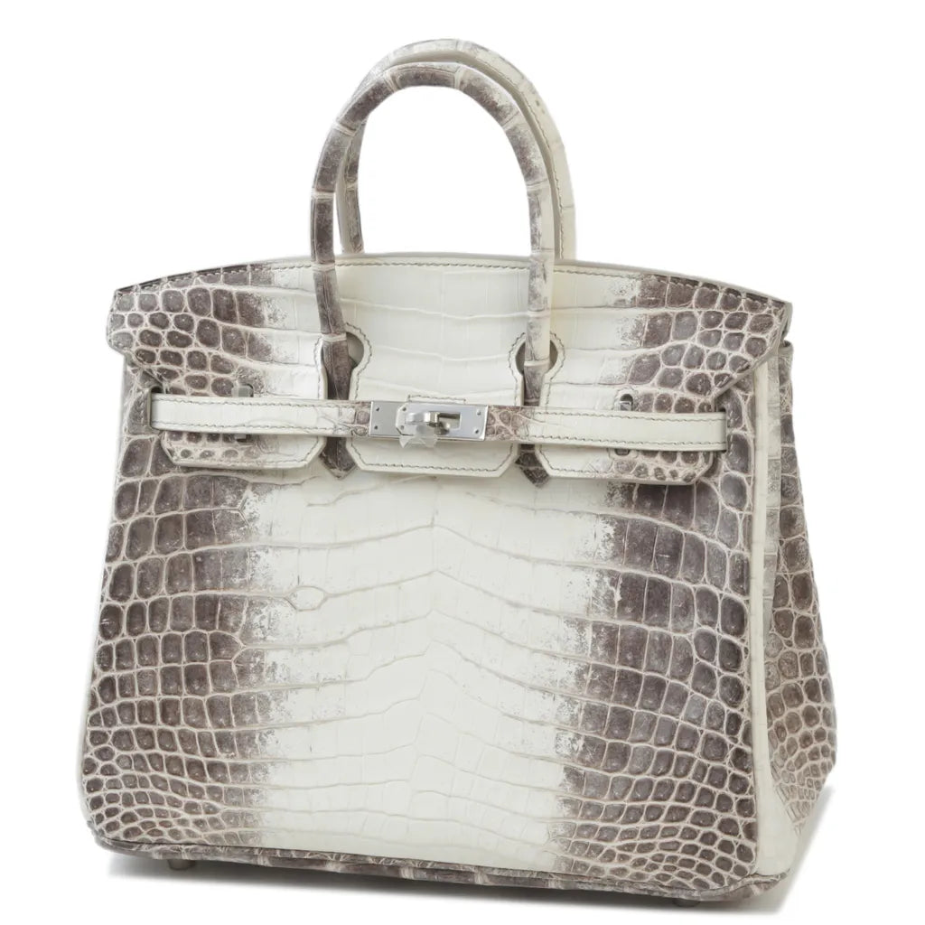 Hermès Limited Edition Birkin 25 Himalaya Matte Niloticus Crocodile.