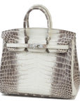 Hermès Limited Edition Birkin 25 Himalaya Matte Niloticus Crocodile.
