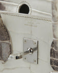 Hermès Limited Edition Birkin 25 Himalaya Matte Niloticus Crocodile.