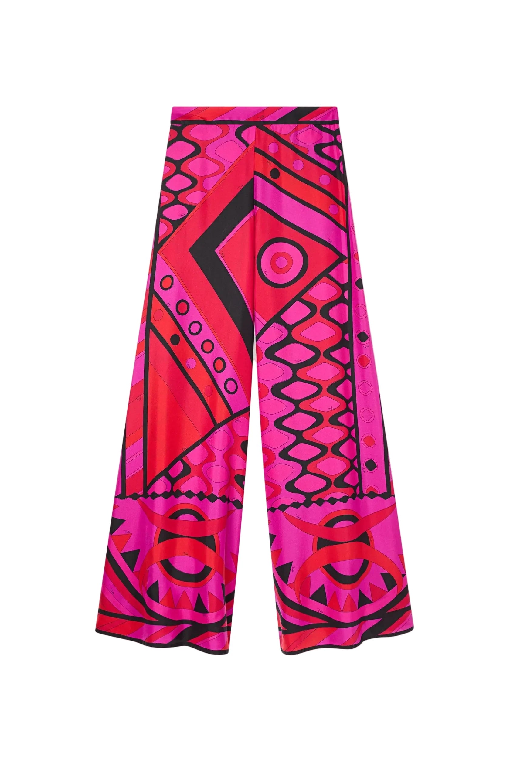 Colorful patterned pants on a white background