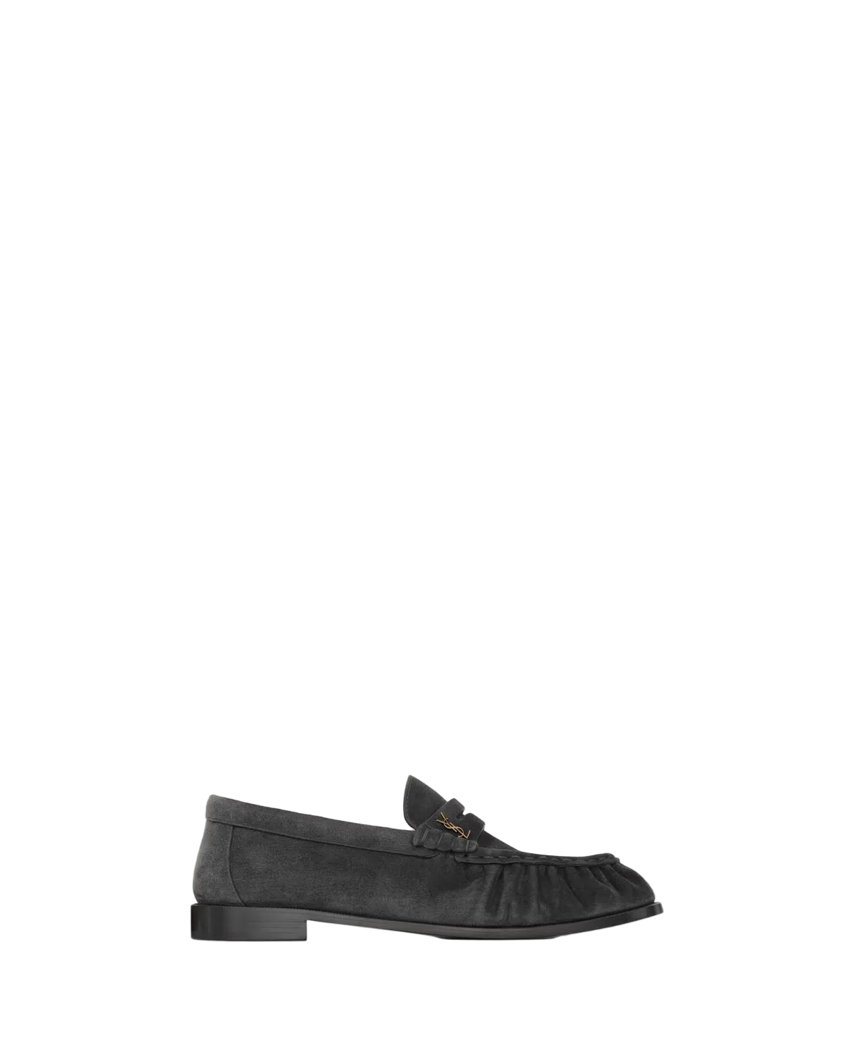 Black loafer shoe on a white background