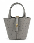 Hermès Picotin Lock Micro 14 Gris Mouette Ostrich