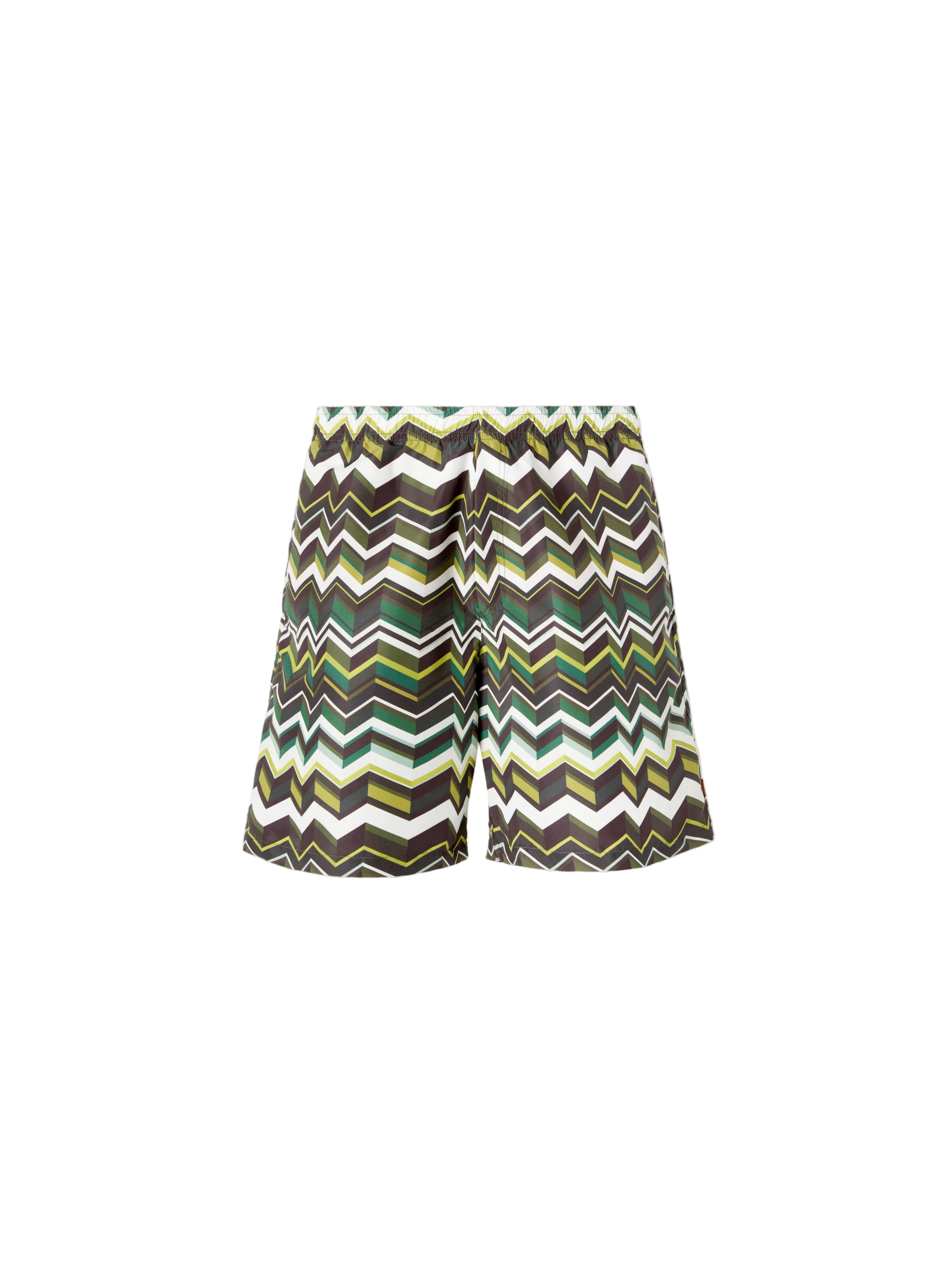 Zigzag patterned shorts on a light gray background