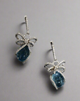 Aquamarine Earrings With Natural Diamonds