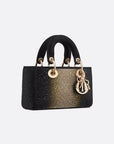 Dior Lady D-Joy Micro Bag Embroidery Embellished with Gradient Gold-Tone and Black Strass.