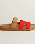Hermès Chypre Sandals Rouge Grenadine / Beige Albinos