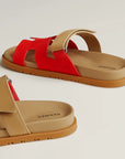 Hermès Chypre Sandals Rouge Grenadine / Beige Albinos