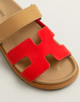 Hermès Chypre Sandals Rouge Grenadine / Beige Albinos