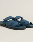 Hermès Chypre Sandals Bleu Turquin