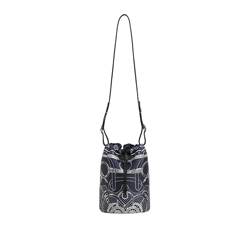 Small bag with a black and white pattern on a light gray background