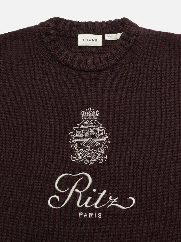 Frame X Ritz Unisex Cashmere Sweater in Bordeaux.