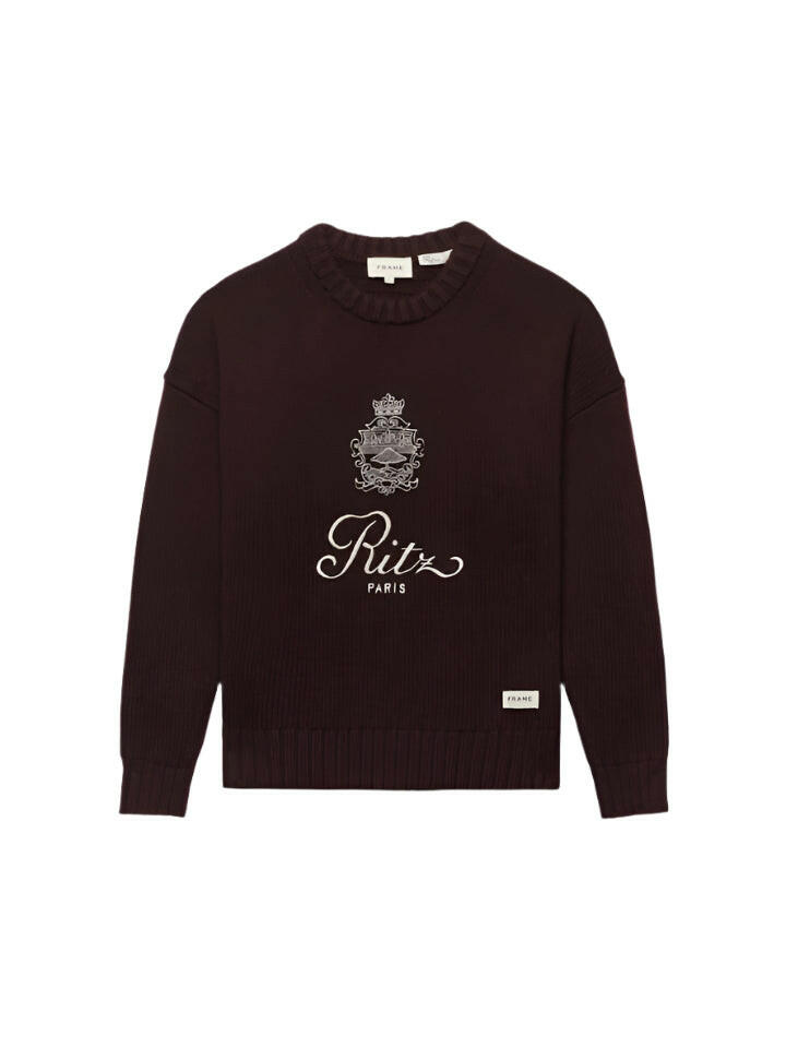 Frame X Ritz Unisex Cashmere Sweater in Bordeaux.