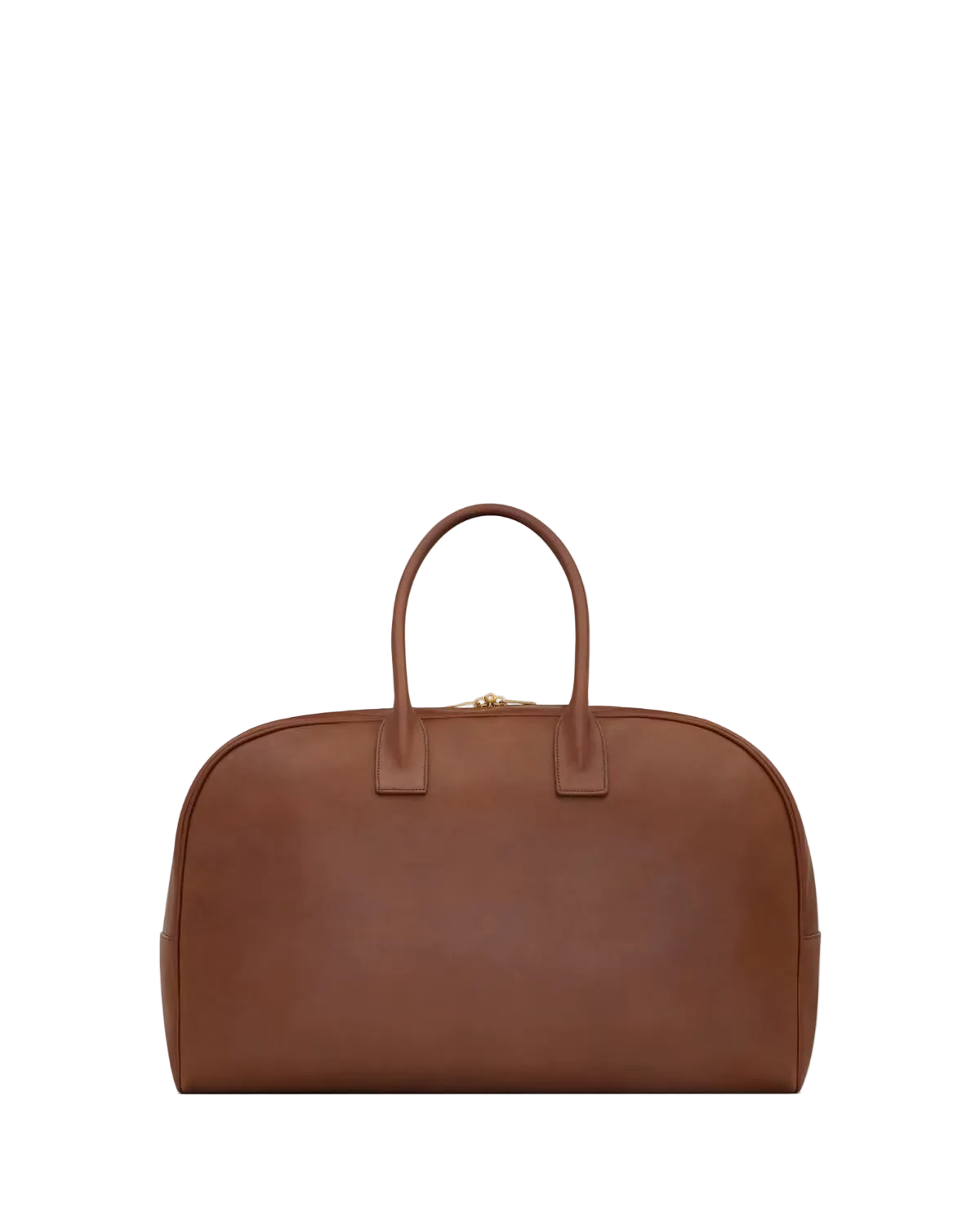Brown leather handbag on a white background