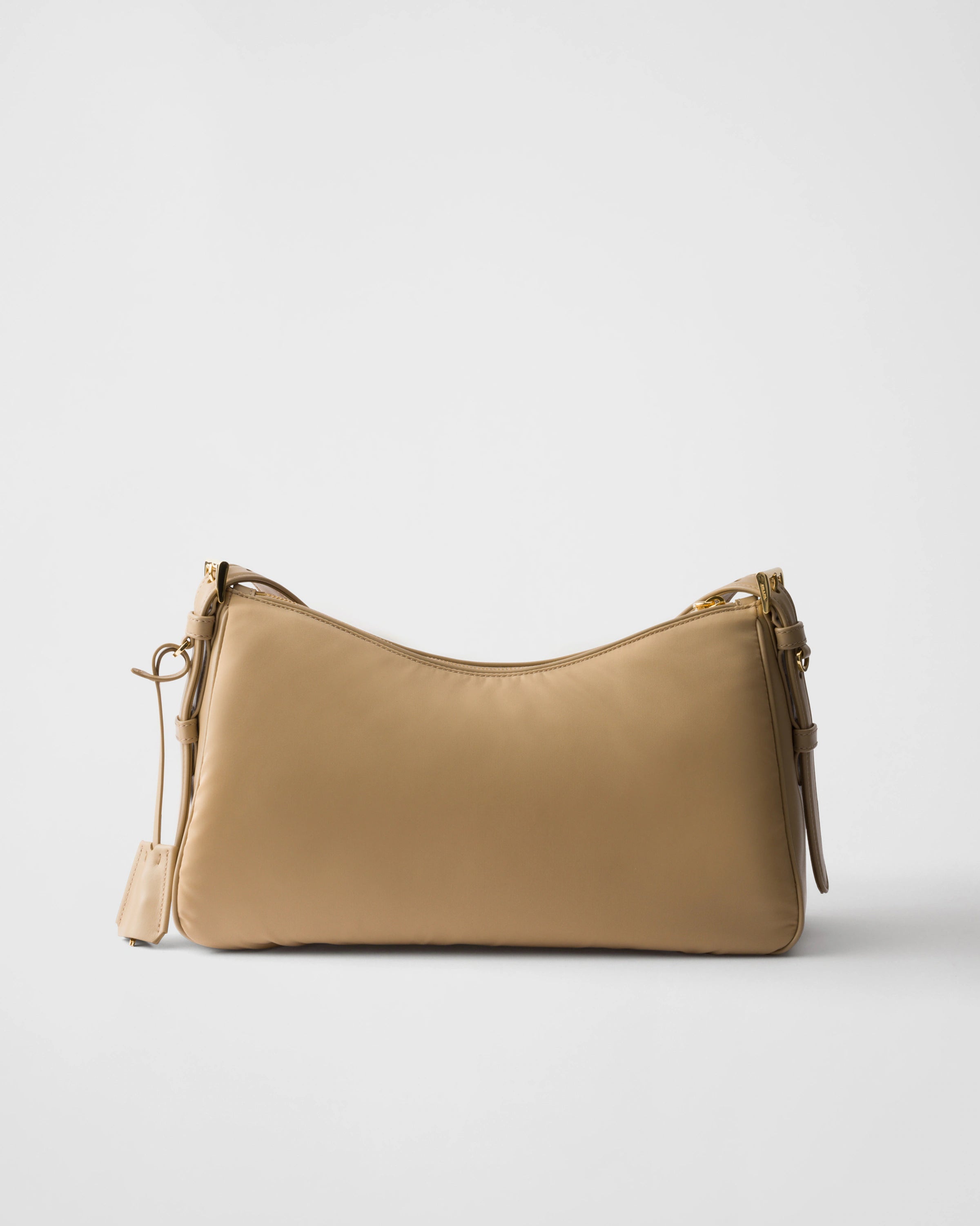 Prada Aimée Large Re-Nylon And Leather Shoulder Bag With Padlock.