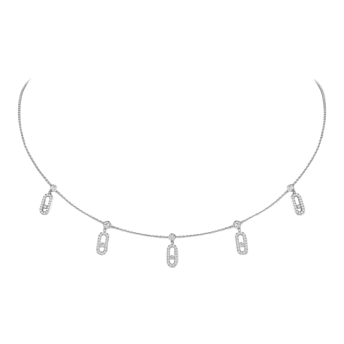 Silver necklace with pendant on a white background