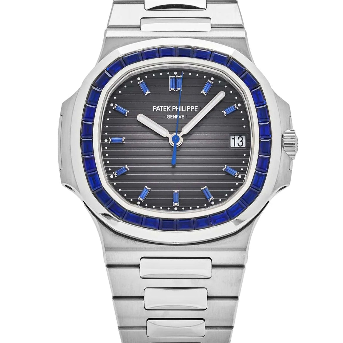 Patek Philippe Nautilus 5711/111P-001 Platinum Nautilus Blue Sapphire Bezel.