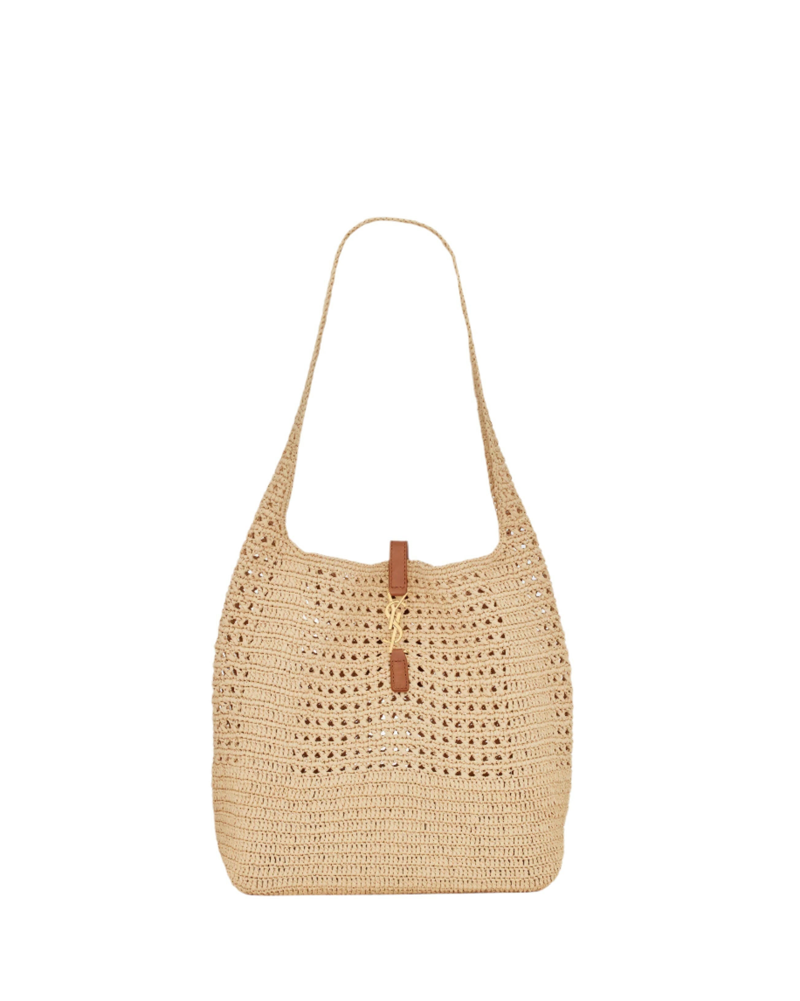 Saint Laurent Le 5 A 7 Raffia Crochet And Smooth Leather.