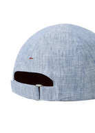 Blue denim cap on a white background