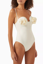 Magda Butrym 3D Flower Retro Bustier One-piece Swimsuit front