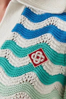 Casablanca Gradient Wave Mini Dress in Crochet detail