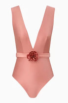Zimmermann Lucky Plunge Flower One-piece Swimsuit in