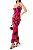 PUCCI Long Crêpe de Chine Dress - Pink Multi