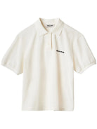 Miu Miu Logo Embroidered Cotton Polo Shirt.