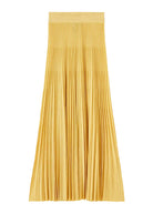 Yellow pleated skirt on a light gray background