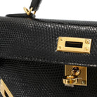 Hermès Mini Kelly II Black Lizard Ghw.
