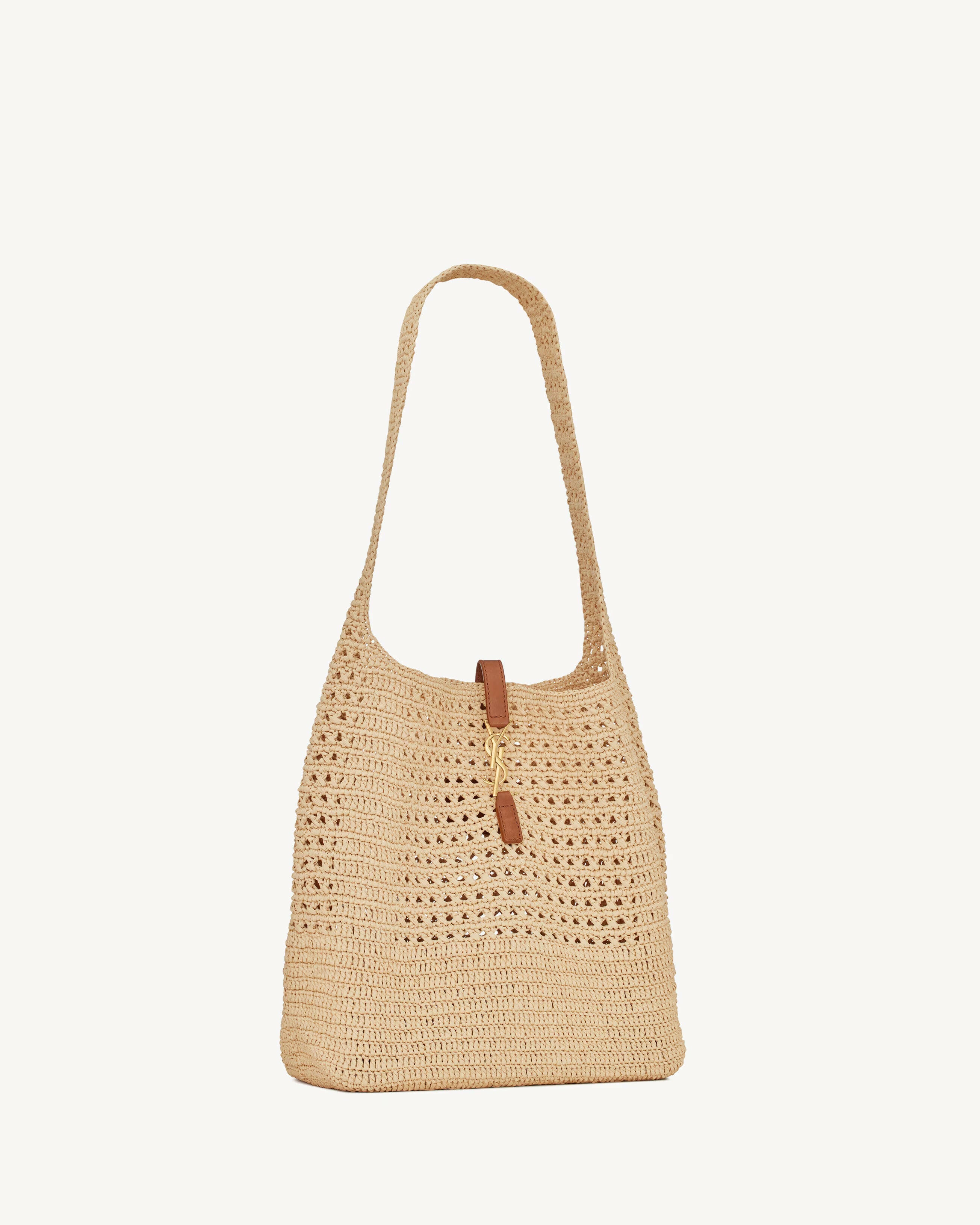 Saint Laurent Le 5 A 7 Raffia Crochet And Smooth Leather.