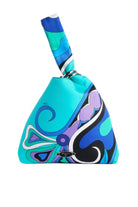 Colorful patterned bag on a light gray background