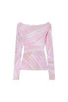 Pink and purple striped dress on a white background