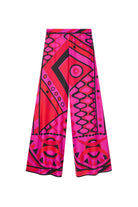 Colorful patterned pants on a white background