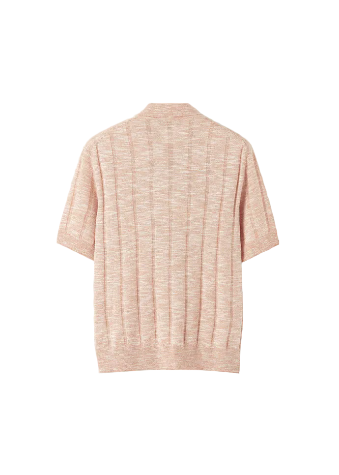 Pink textured shirt on a light beige background