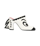 White shoe with black accents on a white background