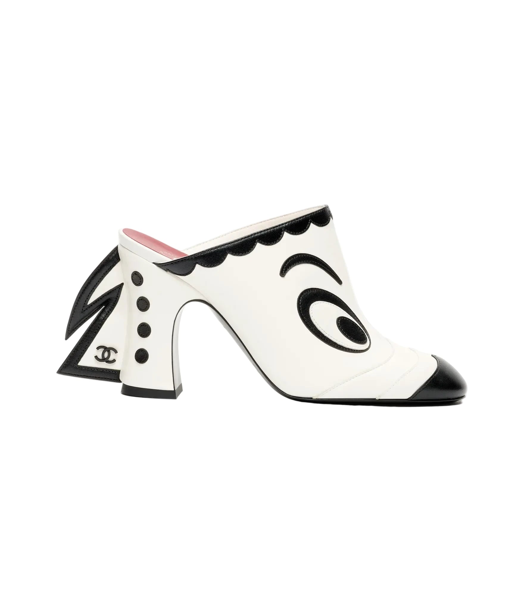 White shoe with black accents on a white background