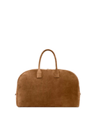 Brown leather bag on a white background
