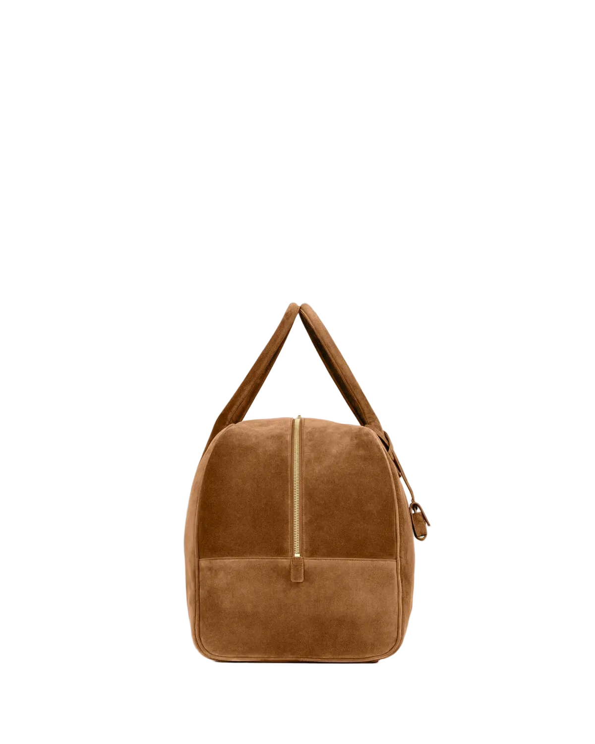Brown suede bag on a white background