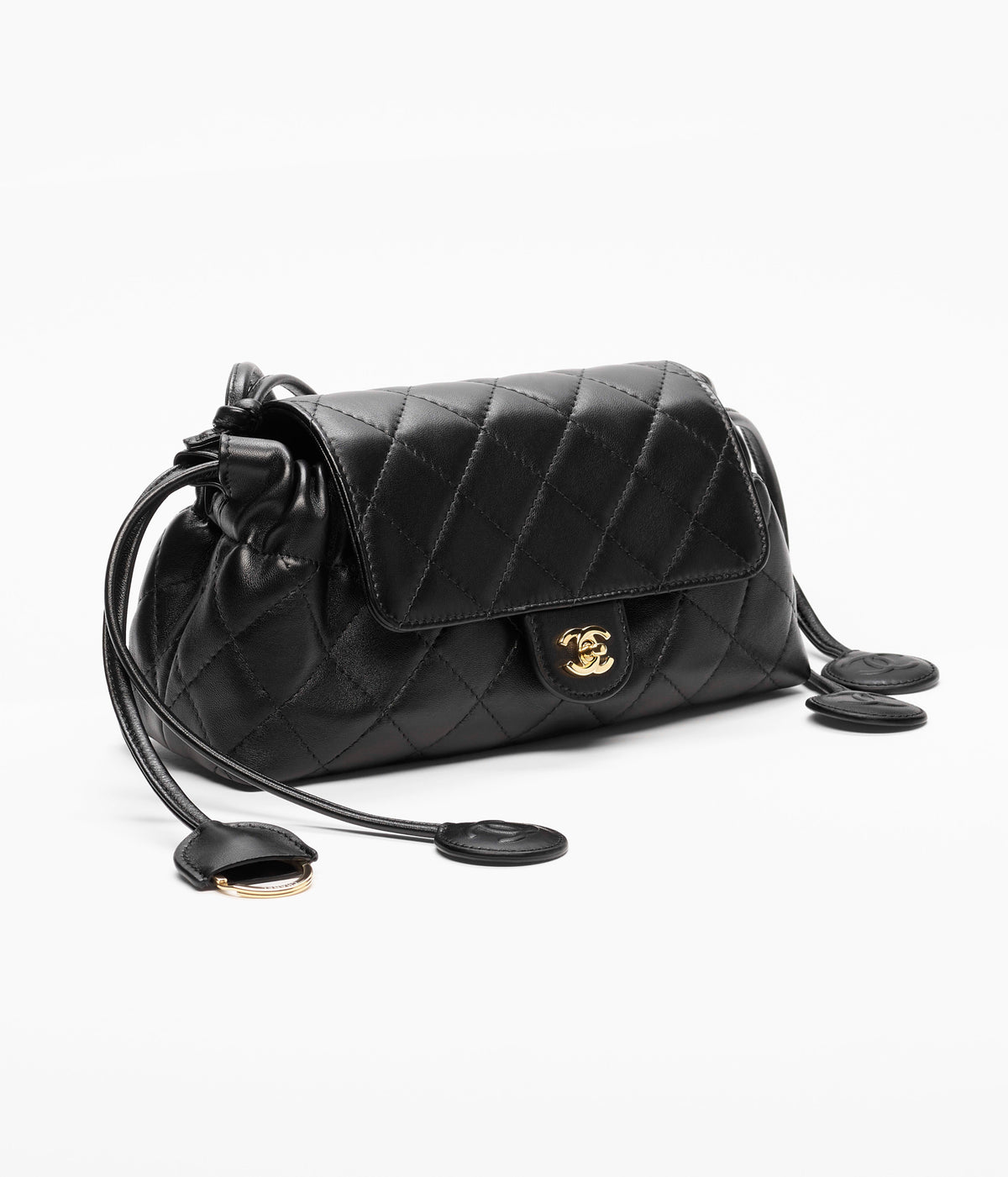 Chanel Clutch With Leather Strap Black
