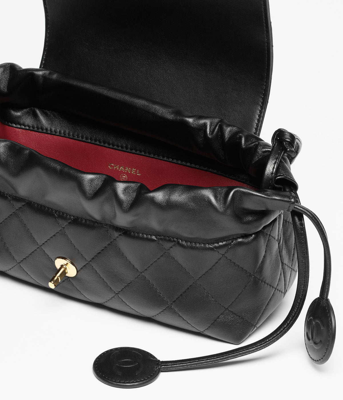 Chanel Clutch With Leather Strap Black