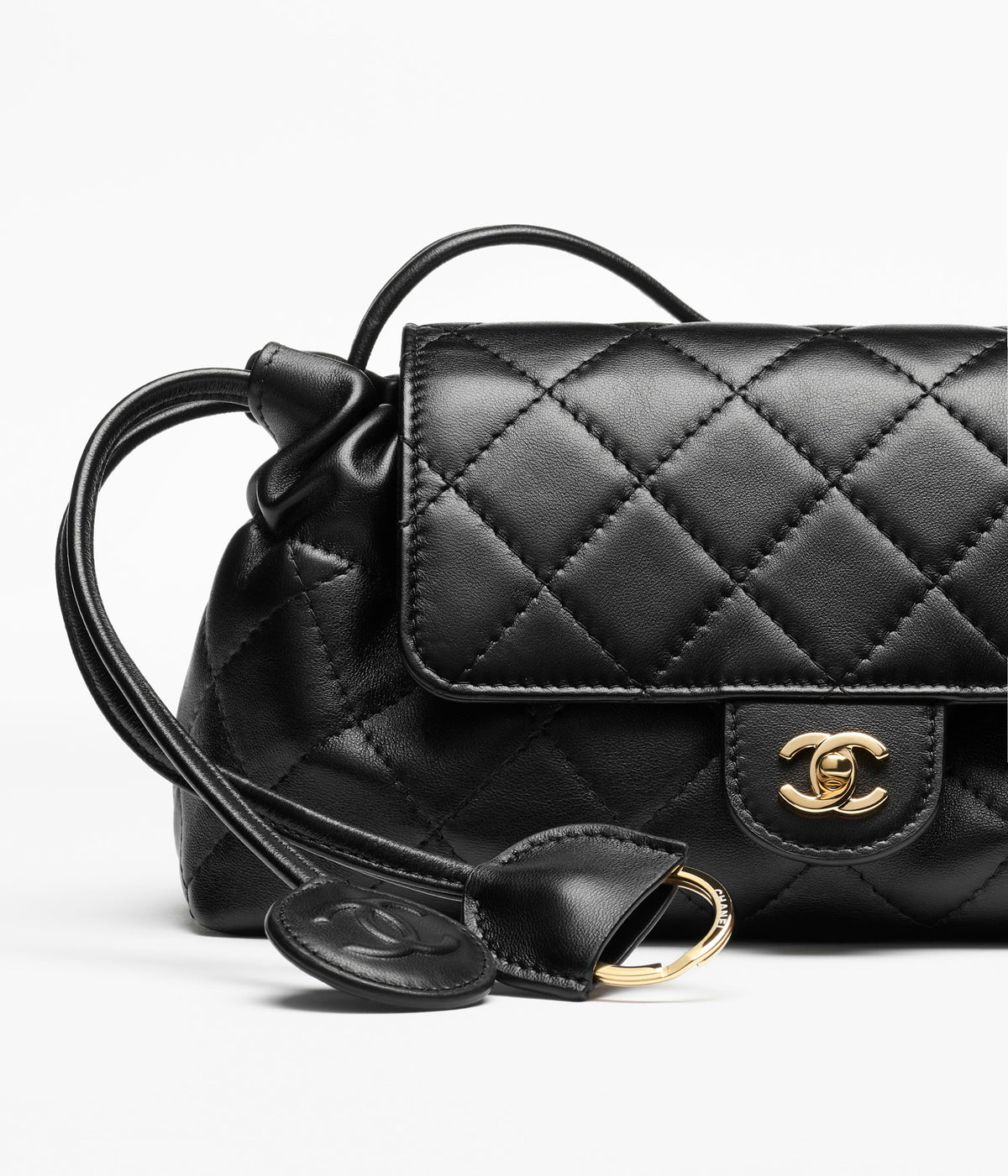 Chanel Clutch With Leather Strap Black