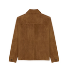 Brown suede jacket on a white background
